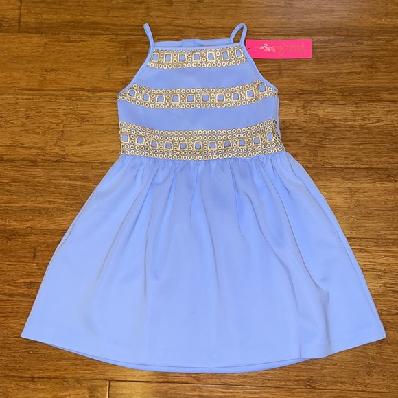 Lilly Pulitzer Girls Elize Fit & Flare Dress Blue Peri sizes Medium & Large NWT - Picture 3 of 9